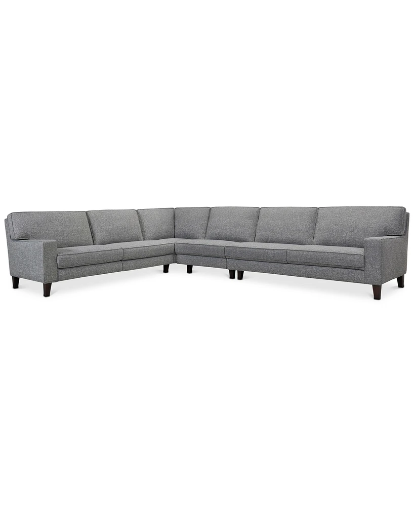 Closeout! Sandrew 4-Pc. Fabric Sectional with 2 Power Foot Rests, Created for Macy's