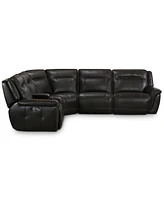 Lenardo 6-Pc. Leather Sectional with Power Recliners and Console