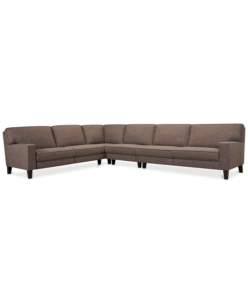 Closeout! Sandrew 4-Pc. Fabric Sectional with 2 Power Foot Rests, Created for Macy's