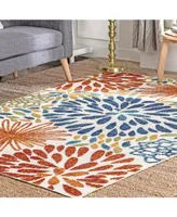 nuLoom Claudia Transitional Floret Multi 5' x 8' Outdoor Area Rug