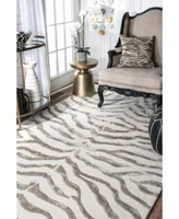 nuLoom Feral Hand Tufted Plush Zebra Gray 7'6" x 9'6" Area Rug