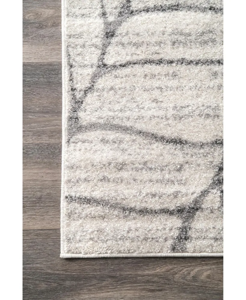 nuLoom Smoky Abstract Leaves Silver 4' x 6' Area Rug