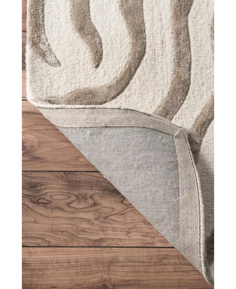 nuLoom Feral Hand Tufted Plush Zebra Gray 6' x 9' Area Rug