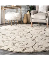 nuLoom Pattern Shag Vine Swirls Maisha Cream 4' x 6' Area Rug