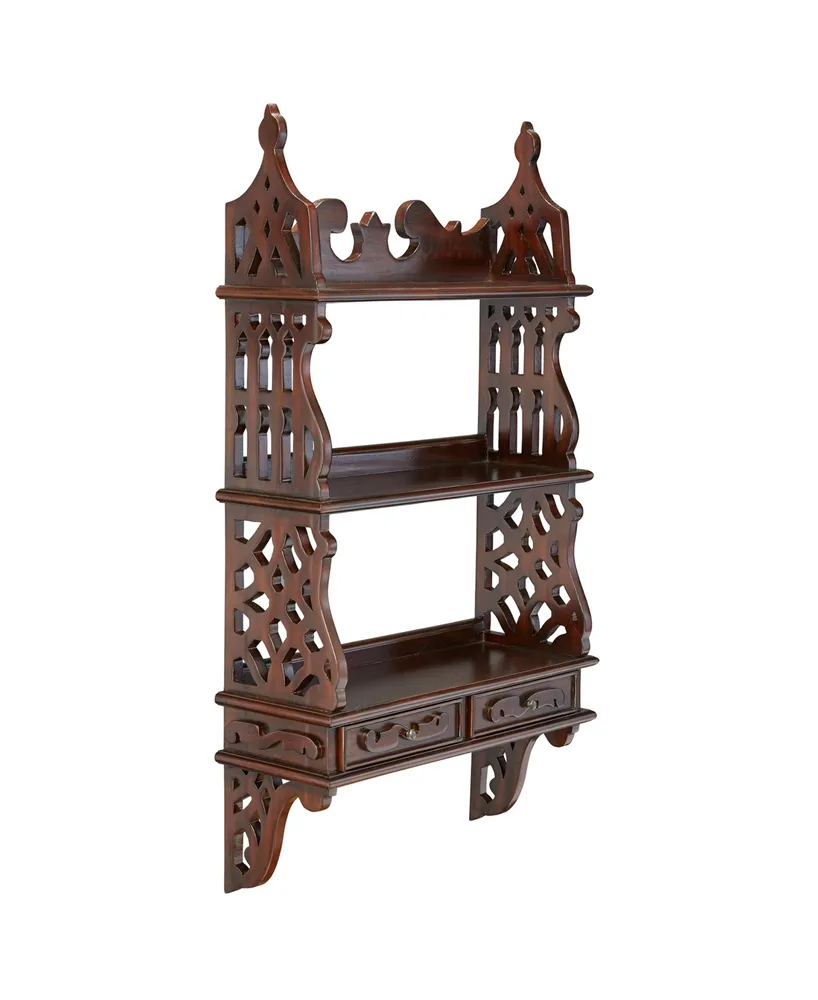 Design Toscano Chinese Chippendale-Style Hardwood Curio Shelves