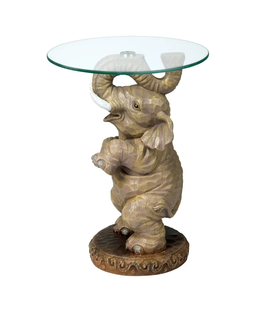 Design Toscano Good Fortune Elephant Glass-Topped Table