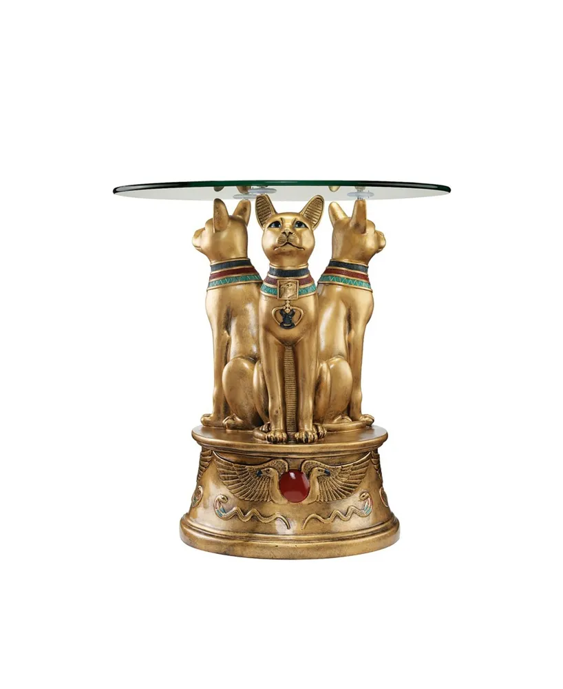 Design Toscano Royal Golden-Tone Bastet Egyptian Side Table