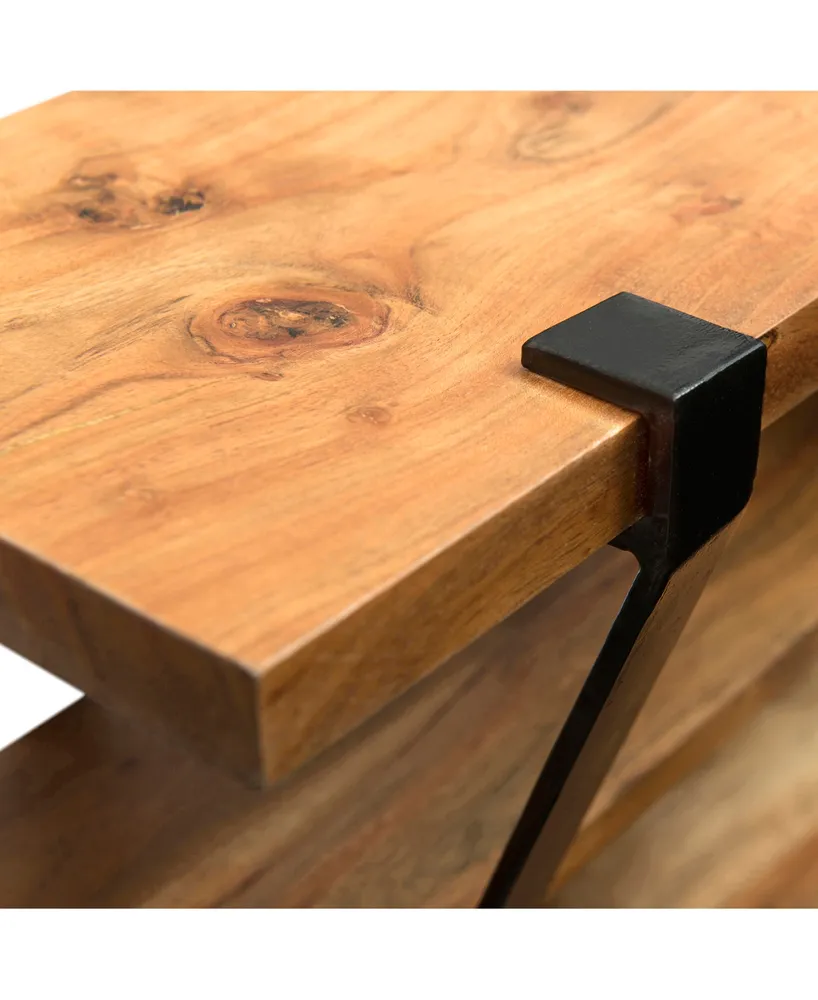 Alaterre Furniture Ryegate Natural Live Edge Bench with Coat Hook Shelf Set