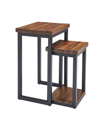 Alaterre Furniture Claremont Rustic Wood Nesting End Tables Set
