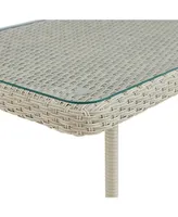 Alaterre Furniture Windham All-Weather Wicker Outdoor Coffee Table with Glass Top