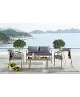 Alaterre Furniture Windham All-Weather Wicker Outdoor Coffee Table with Glass Top