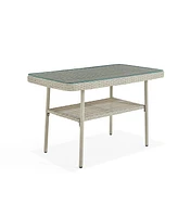 Alaterre Furniture Windham All-Weather Wicker Outdoor Cocktail Table with Glass Top