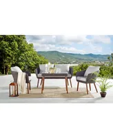 Alaterre Furniture Athens All-Weather Wicker Outdoor Cocktail Table with Glass Top