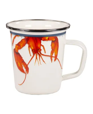 Golden Rabbit Lobster Enamelware Latte Mugs, Set of 4