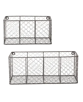 Design Imports Vintage like Wall Mount Chicken Wire Basket Set of 2