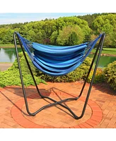 Hanging Hammock Chair with Space-Saving Stand for Indoor or Outdoor Use - 330-Pound Capacity Beach Oasis