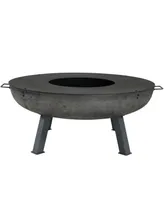 Sunnydaze Decor 40-Inch Cast Iron Fire Pit Bowl with Cooking Ledge - Wood Burning