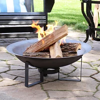 Sunnydaze Decor 24-Inch Cast Iron Modern Fire Pit Bowl with Stand - Lightweight and Portable Design
