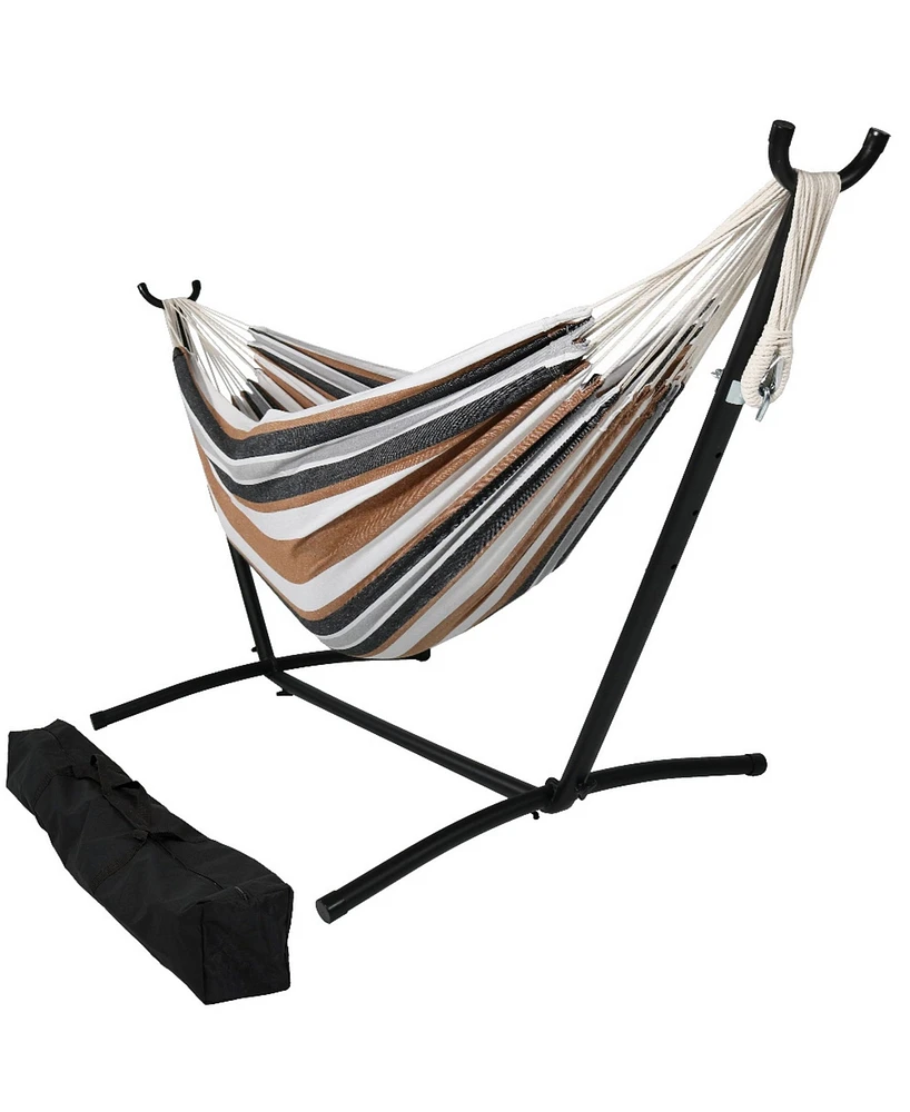 Large Double Brazilian Hammock with Stand and Carrying Case - 400 lb Weight Capacity