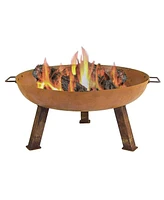 Inch Cast Iron Heavy-Duty Fire Pit for Outside - Wood-Burning Outdoor Fire Pit Bowl with Handles