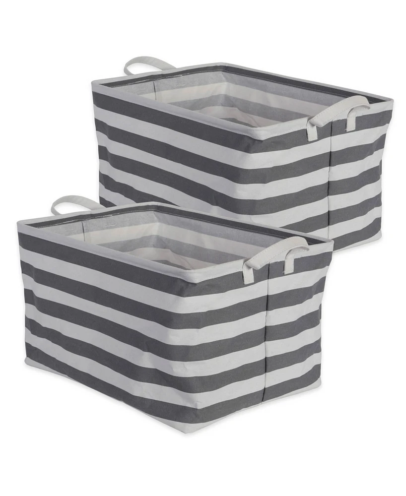 Design Imports Polyethylene Coated Cotton Polyester Laundry Bin Stripe Rectangle Large Set of 2