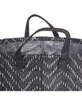 Design Imports Polyethylene Coated Woven Paper Laundry Bin Tribal Chevron Round Large Set of 2