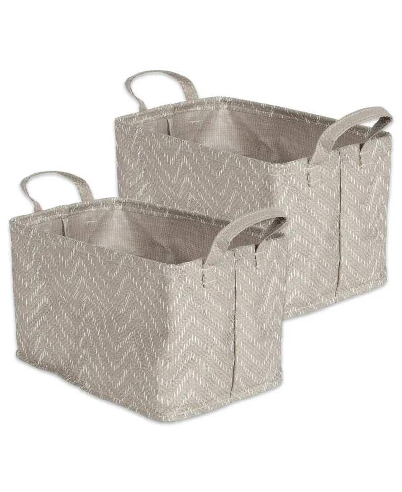 Design Imports Polyethylene Coated Woven Paper Laundry Bin Tribal Chevron Stone Rectangle Small Set of 2