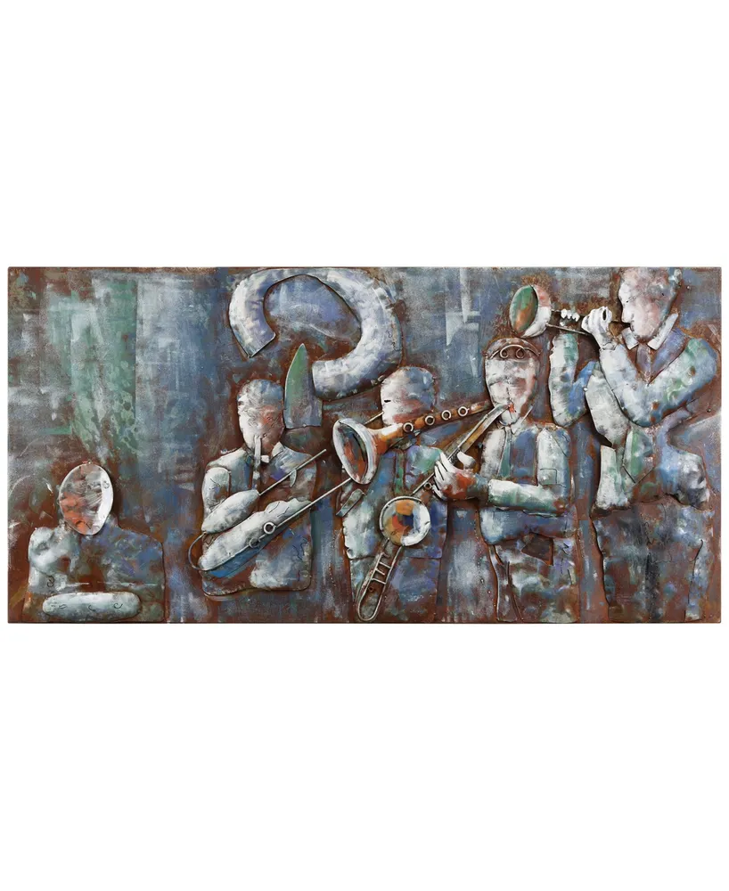 Empire Art Direct Jazz Band Mixed Media Iron Hand Painted Dimensional Wall Art, 28" x 56" x 2.4"