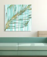Empire Art Direct Beach Frond in Gold I Frameless Free Floating Tempered Art Glass Wall Art by Ead Art Coop