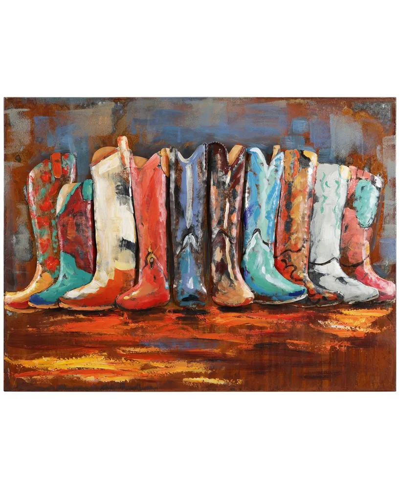 Empire Art Cowboy's Boots Mixed Media Iron Hand Painted Dimensional Wall Art, 30" x 40" x 2.4"