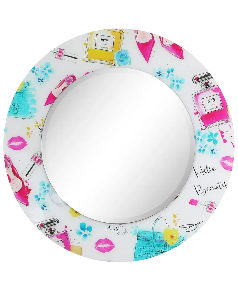 Empire Art Direct Beautiful Round Beveled Wall Mirror on Free Floating Reverse Printed Tempered Art Glass, 36" x 36" x 0.4"