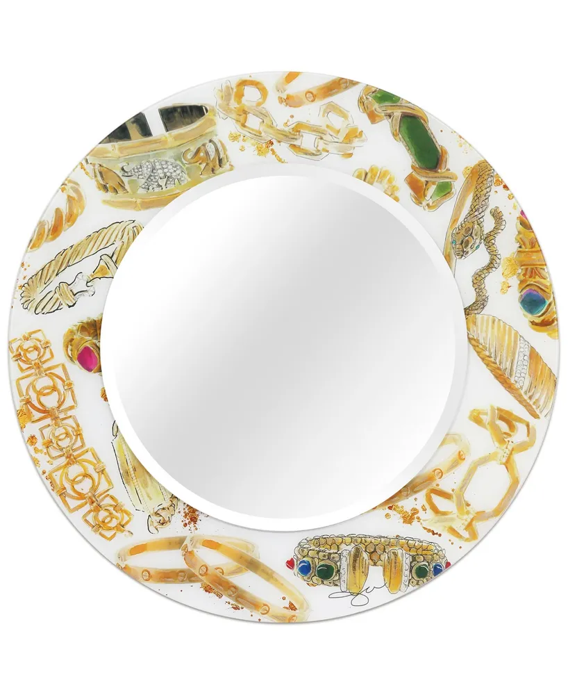 Empire Art Direct Gold Charm Round Beveled Wall Mirror on Free Floating Reverse Printed Tempered Art Glass, 36" x 36" x 0.4"