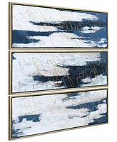 Empire Art Direct Blue Shadows Textured Metallic Hand Painted Wall Art Set by Martin Edwards, 60" x 20" x 1.5"