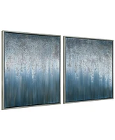Empire Art Direct Blue Rain Textured Metallic Hand Painted Wall Art Set by Martin Edwards, 36" x 36" x 1.5"
