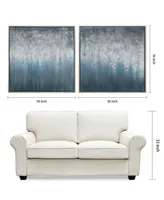 Empire Art Direct Blue Rain Textured Metallic Hand Painted Wall Art Set by Martin Edwards, 36" x 36" x 1.5"