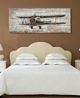 Empire Art Direct Model airplane Metallic Handed Painted Rugged Wooden Wall Art, 24" x 60" x 2.6"