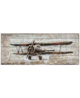 Empire Art Direct Model airplane Metallic Handed Painted Rugged Wooden Wall Art, 24" x 60" x 2.6"