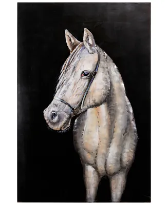 Empire Art Direct White horse Mixed Media Iron Hand Painted Dimensional Wall Art, 48" x 32" x 2.2"