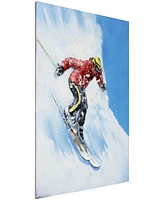 Empire Art Direct Skiing Mixed Media Iron Hand Painted Dimensional Wall Art, 48" x 32" x 2.6"