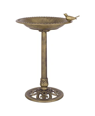 Antique Gold Freestanding Pedestal Bird Bath Feeder Outdoor Garden Yard Decor