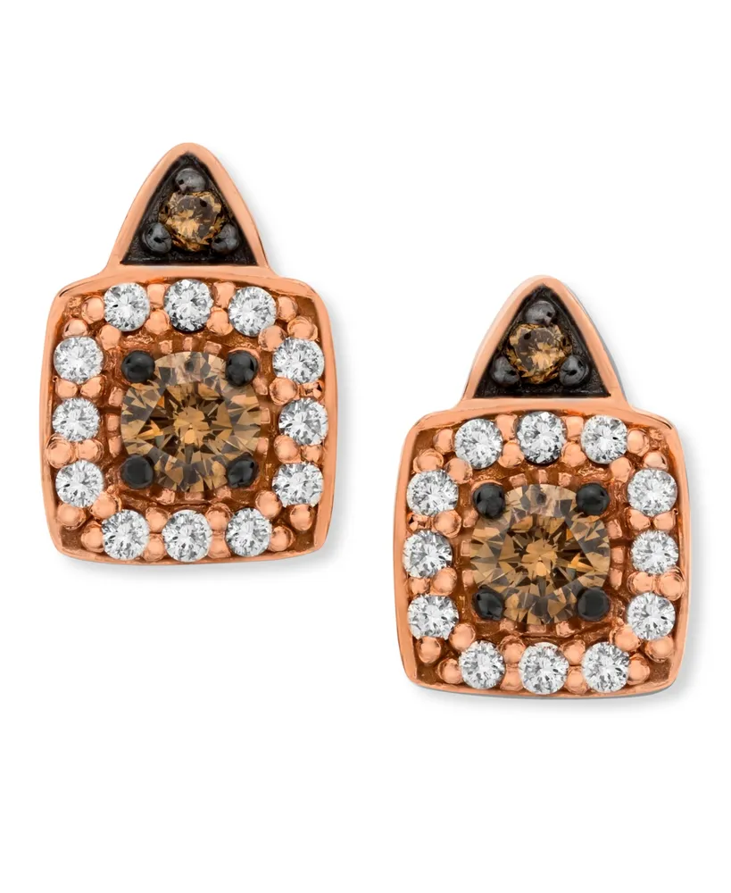 Chocolate by Petite Le Vian Chocolate and White Diamond Stud Earrings (1/3 ct. t.w.) in 14k Rose, Yellow or White Gold