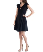 24seven Comfort Apparel Scoop Neck A-Line Dress with Keyhole Detail