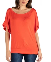 24seven Comfort Apparel Loose Fit Dolman with Wide Sleeves Top