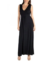 24seven Comfort Apparel V-Neck Sleeveless Maxi Dress with Belt