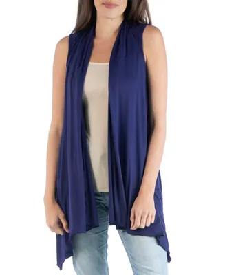 24seven Comfort Apparel Draped Open Front Sleeveless Cardigan Vest