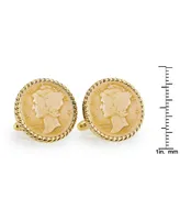 American Coin Treasures Gold-Layered Silver Mercury Dime Rope Bezel Coin Cuff Links