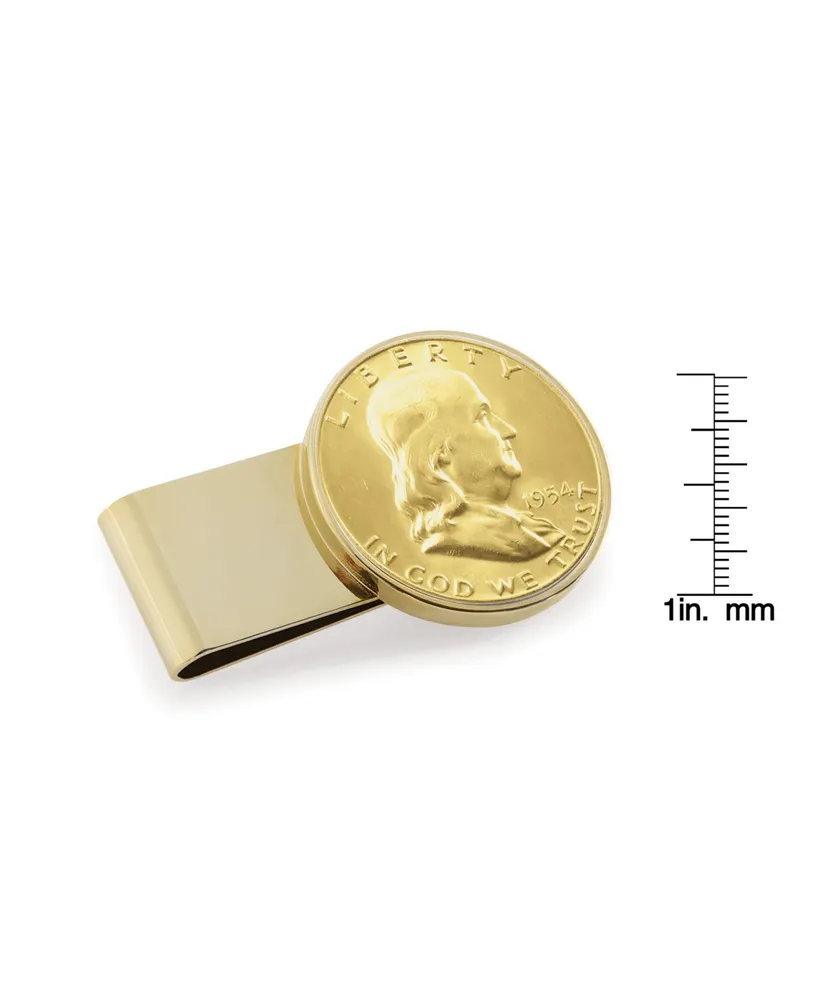 Men's American Coin Treasures Gold-Layered Silver Franklin Half Dollar Stainless Steel Coin Money Clip