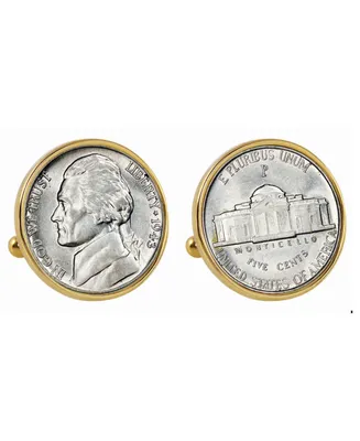 American Coin Treasures Silver Jefferson Nickel Wartime Nickel Bezel Coin Cuff Links