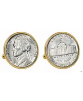 American Coin Treasures Silver Jefferson Nickel Wartime Nickel Bezel Coin Cuff Links