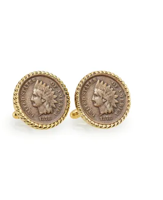 American Coin Treasures 1800's Indian Head Penny Rope Bezel Coin Cuff Links